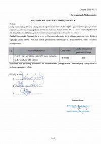 Foto: Wynik postępowania na bezgotówkowy zakup paliwa do koparko- ładowarki w 2016r.